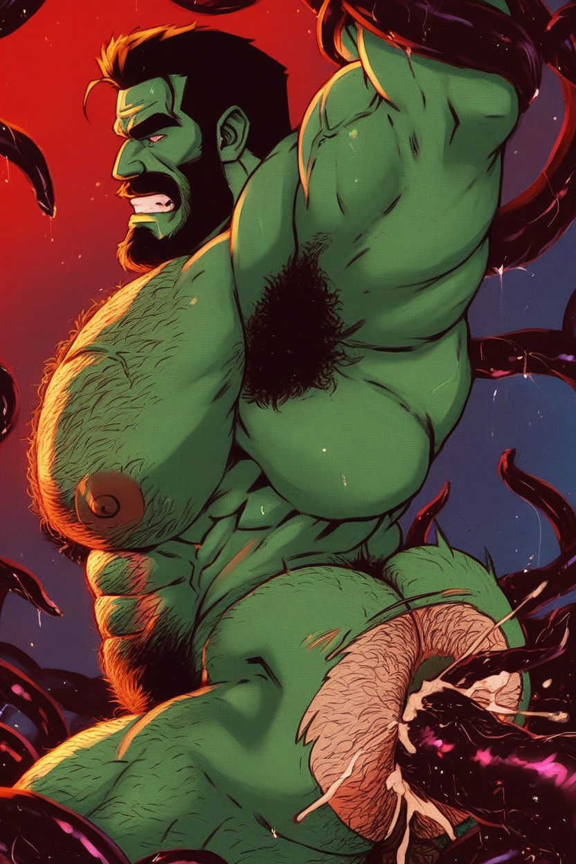 Fucked By Tentacles, Sharp Focus, Extreme Hairy Chest AI Gay Porn