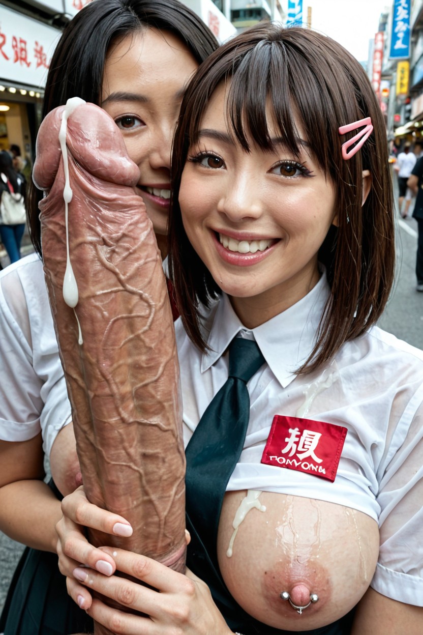 Thickest Widest Cock, Thickest Massive Cock Resting On Her Chest, Gigantic Penis AI Porn