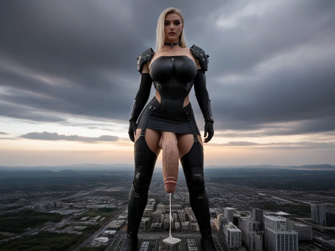 American, Macro, Structured Green And Black Armored Bodysuit With Green Neon Accents AI Porn