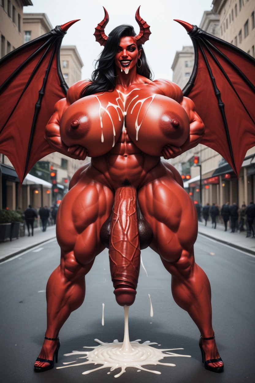 Excessive Cum Drenched Body, Red Skin Succubus, Bukkake ニューハーフAIポルノ