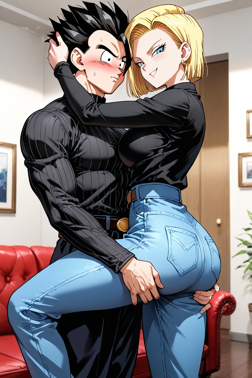 Horny, Mischievous (smiling While Blushing), Their Faces Close To Each Other Hentai AI Porn