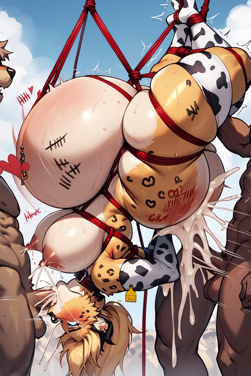 Impact Lines, Orgasm, Hyper Pregnant Furry AI Porn