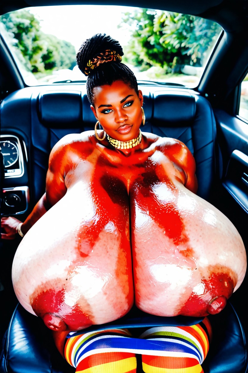 Hyper Massive Breasts, African, Blue Eyes AIポルノ