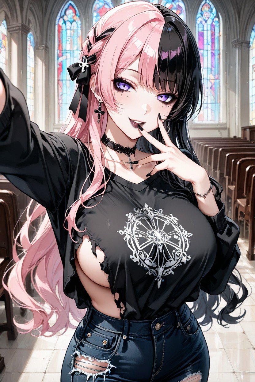 Church, Jeans, Hand To Mouth Hentai AI Porn