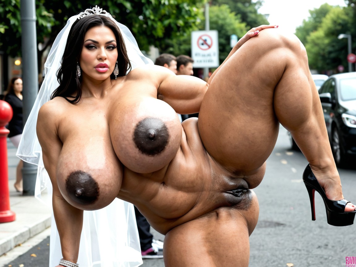 Dumb Bimbo, Oversized Colossal Pussy, Her Left Thigh Is Raised High To The Side Porno IA