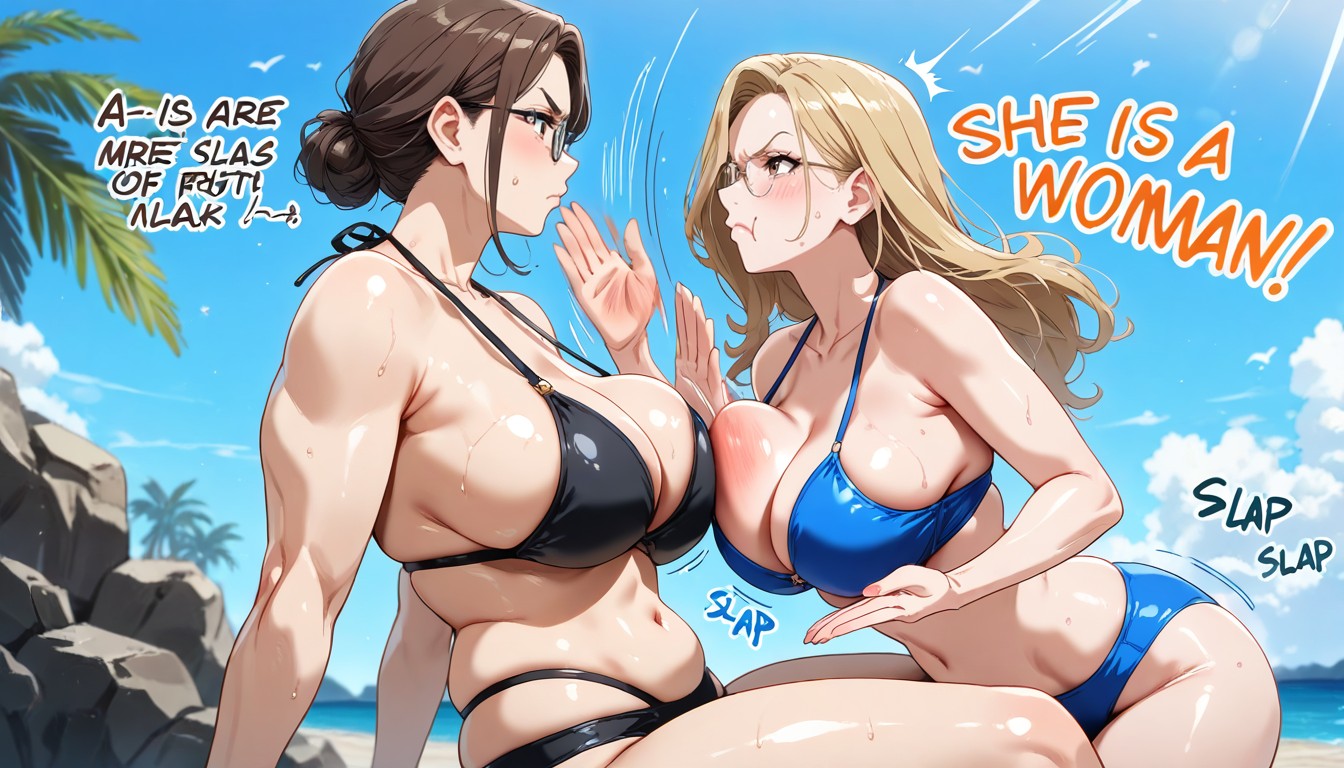 Motion Lines, She Is A Woman, Brown Hair AI Gay Porn