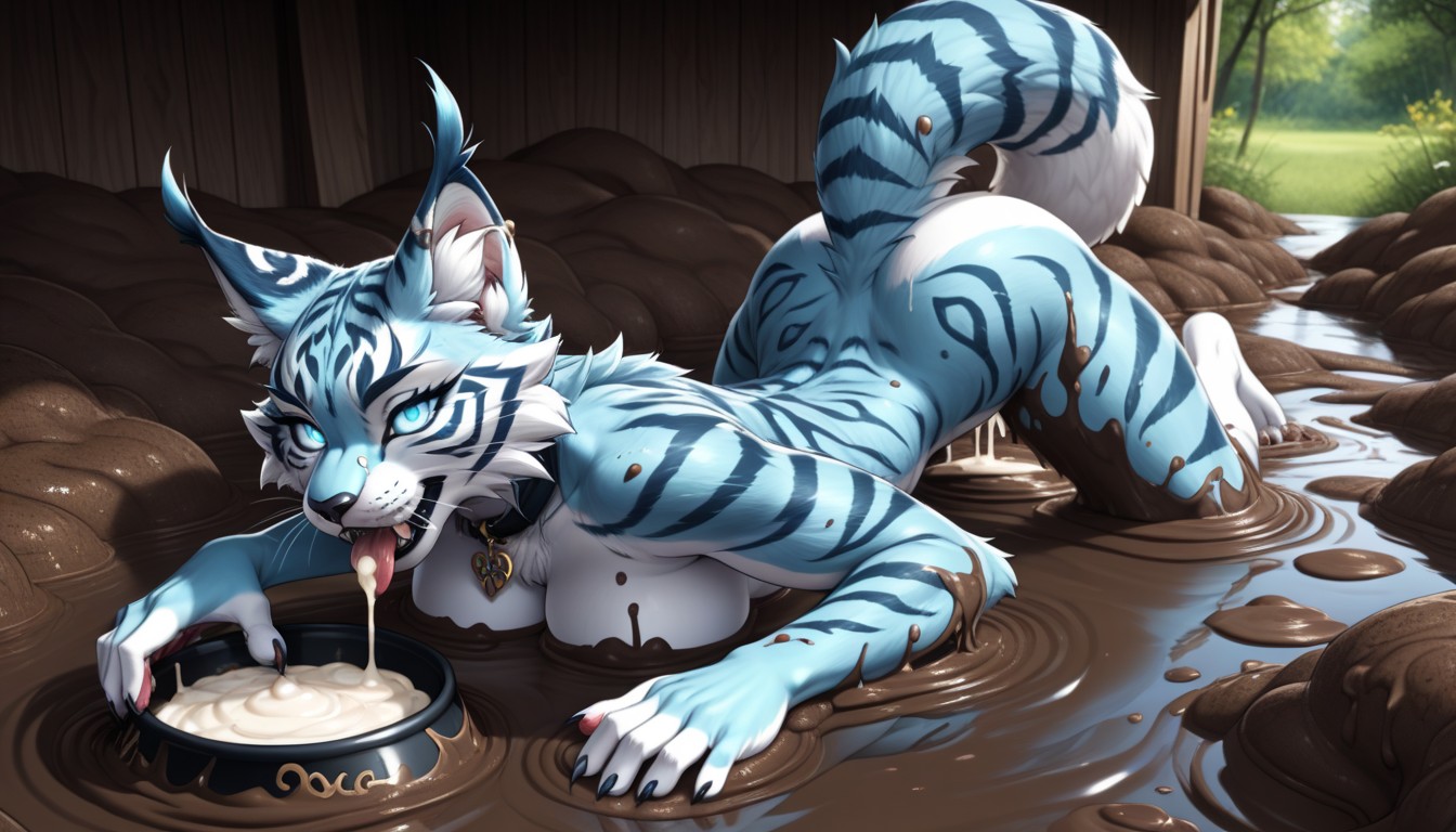 Mud On Muzzle, Mud Pooling, Collar Furry AI Porn
