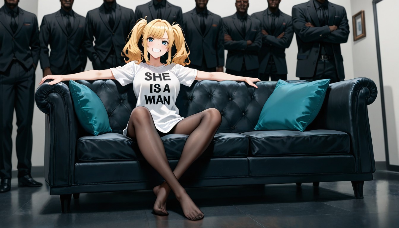 Couch, Clenched Teeth, Twintails AI Gay Porn
