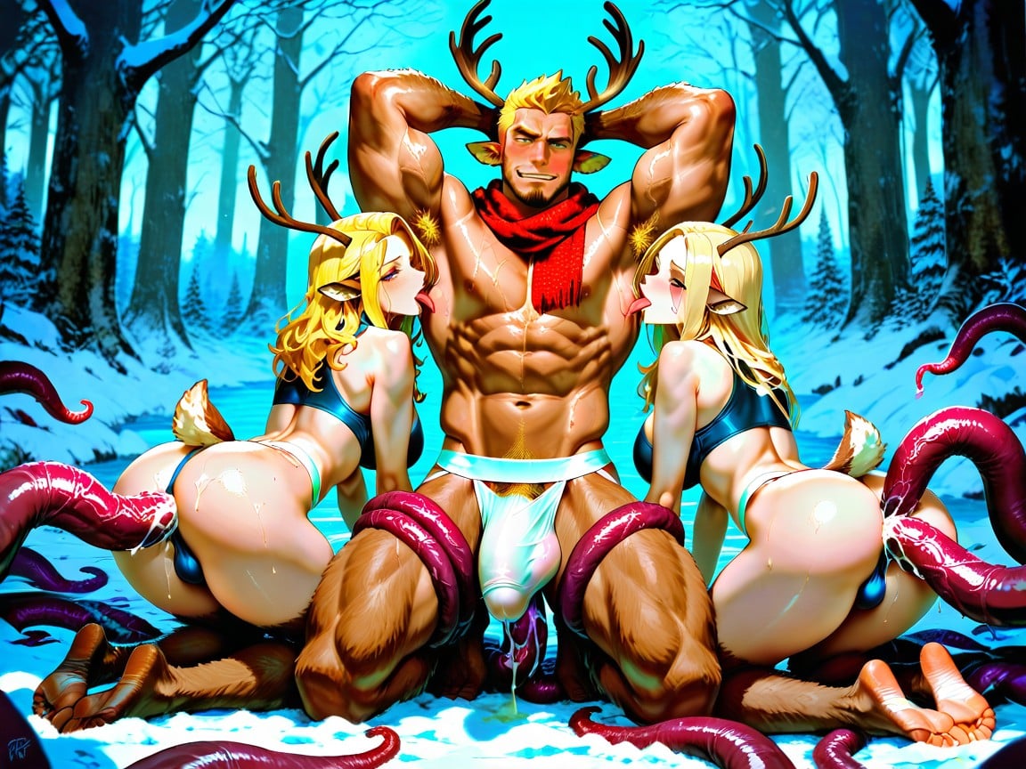 Sexy Orgasm With Rolled Eyes, Massive Cock, High Definition AI Gay Porn