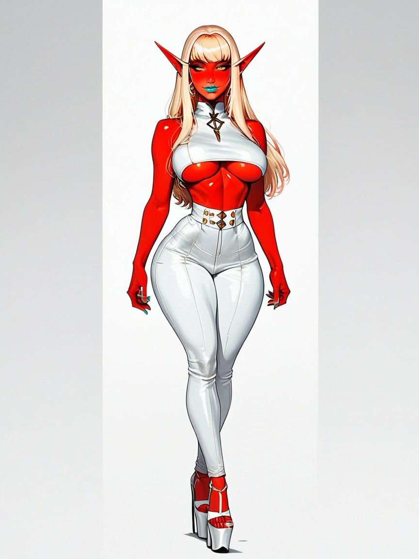 Turquoise Eyeshadow, Arched Back, Bangs Hentai AI Porn