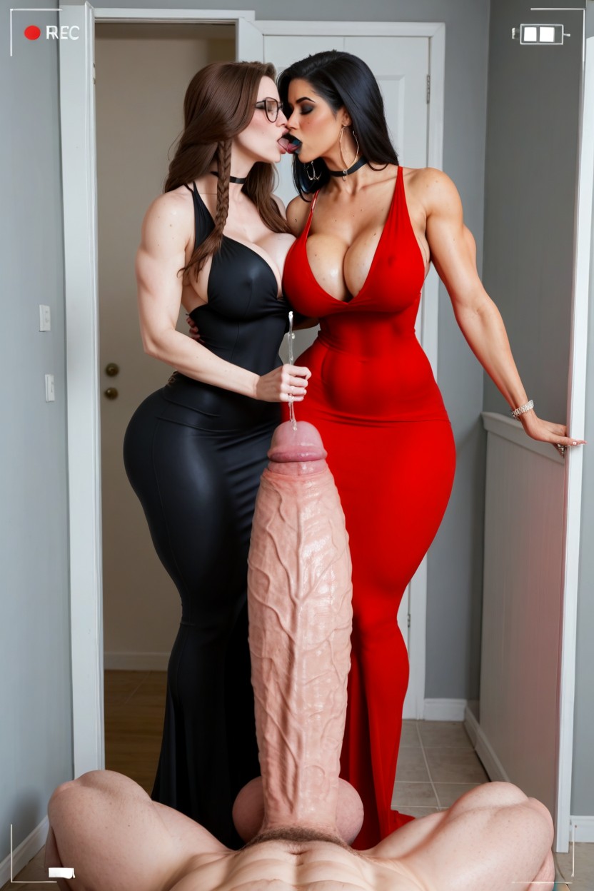 Colossal Thick Pouting Bimbo Lips, Hyper Deep Cleavage, Pale Skin AI Porn