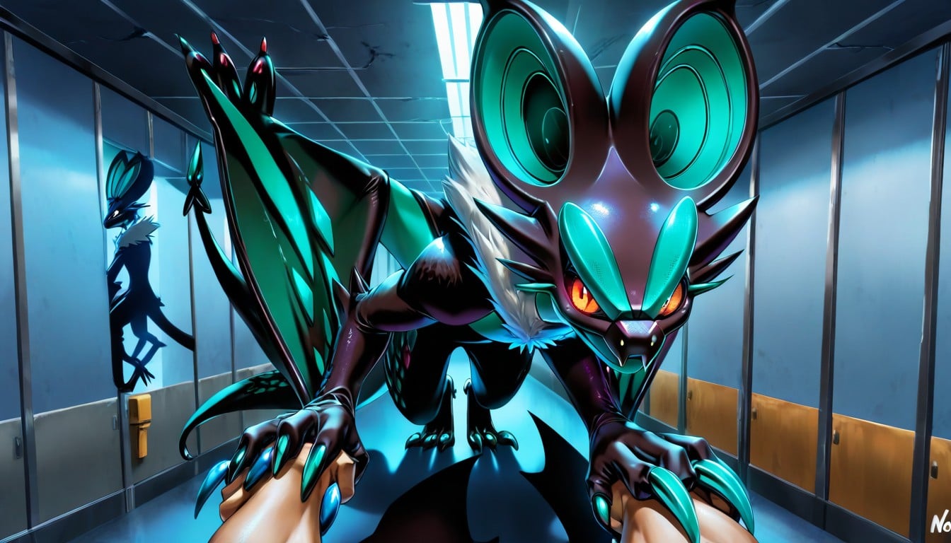 25+, Black And White, Noivern Peeking From Corner AI Gay Porn