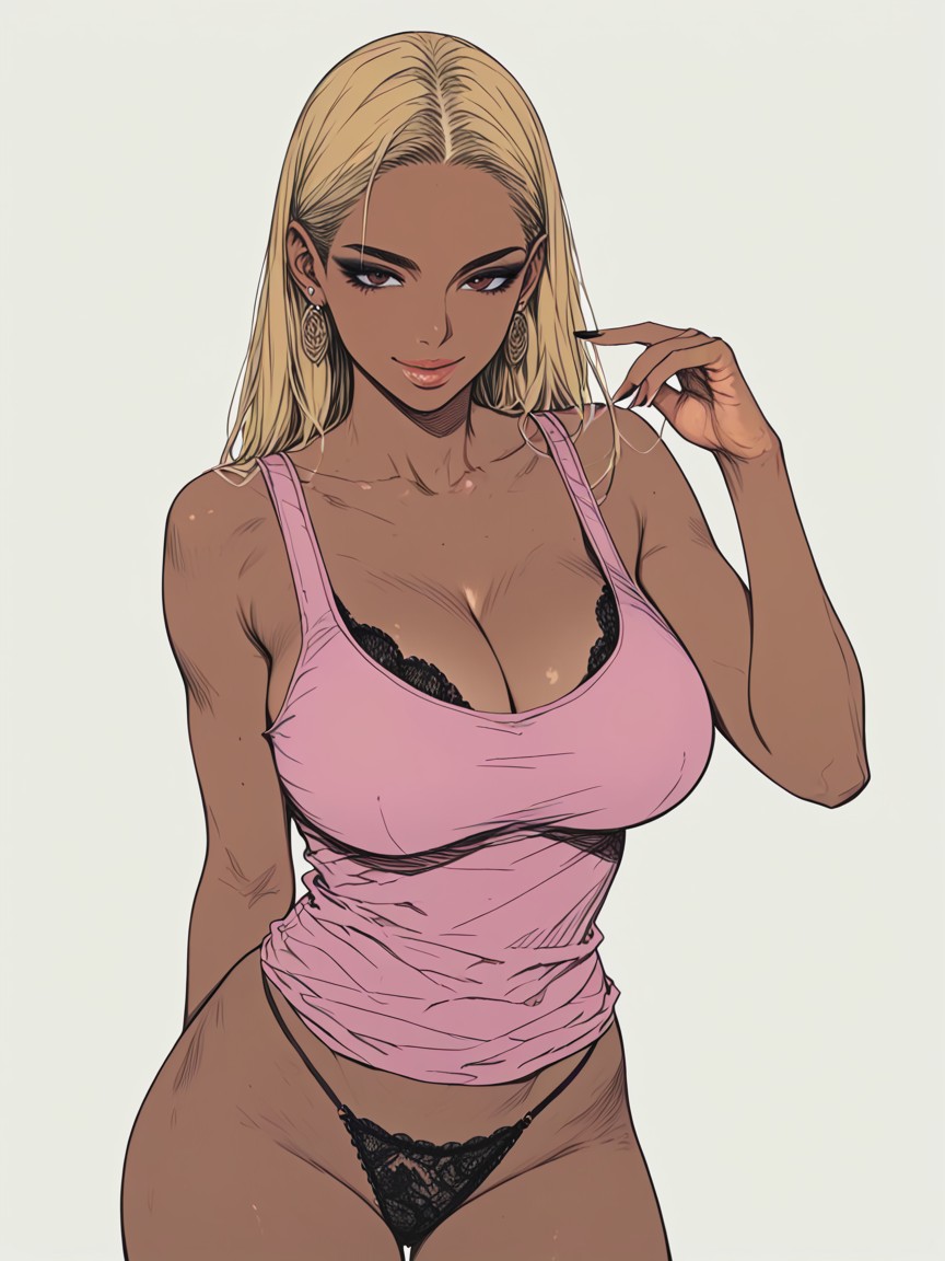 Heavy Black Eyeshadow, Large Round Ass, 18+ Hentai AI Porn