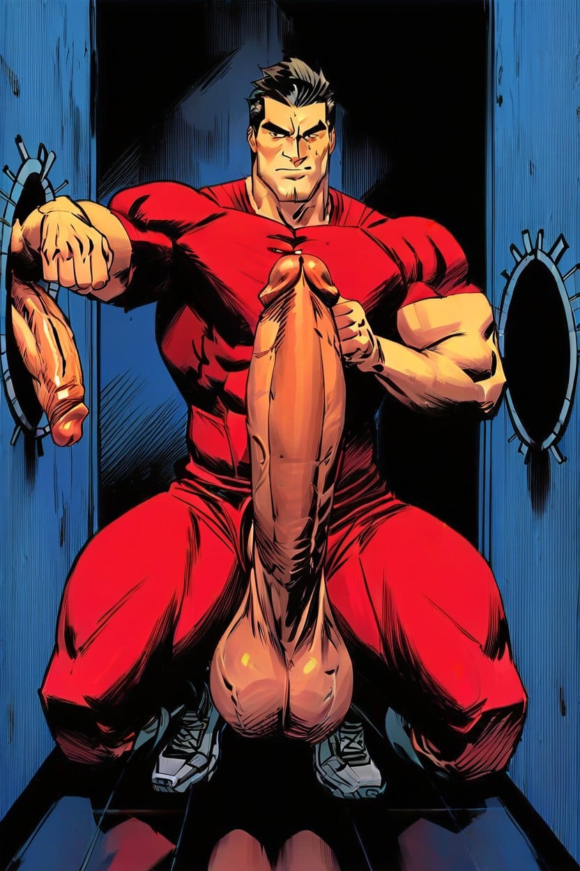 Selfie, Extremadamente Pesado En La Parte Inferior, Massive Cock Poking Out Of Gloryhole Porno gay IA