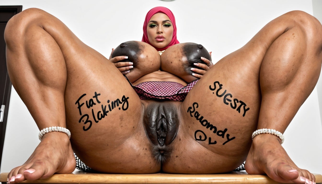 Hyper Gigantic Black Vulva, Thick Thighs, Strong Perfect Abs AI Porn