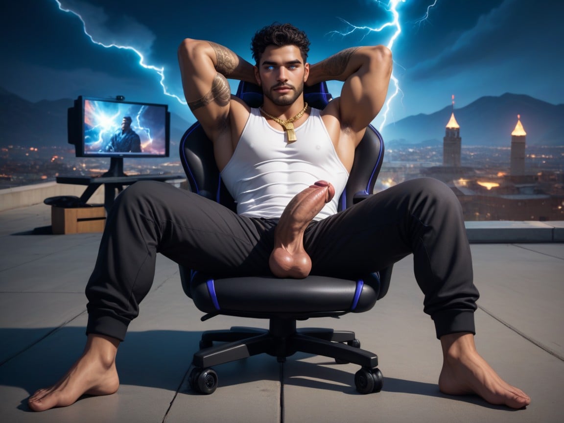 Pants Pulled Down, Gaming Chair, Midnight AI Gay Porn