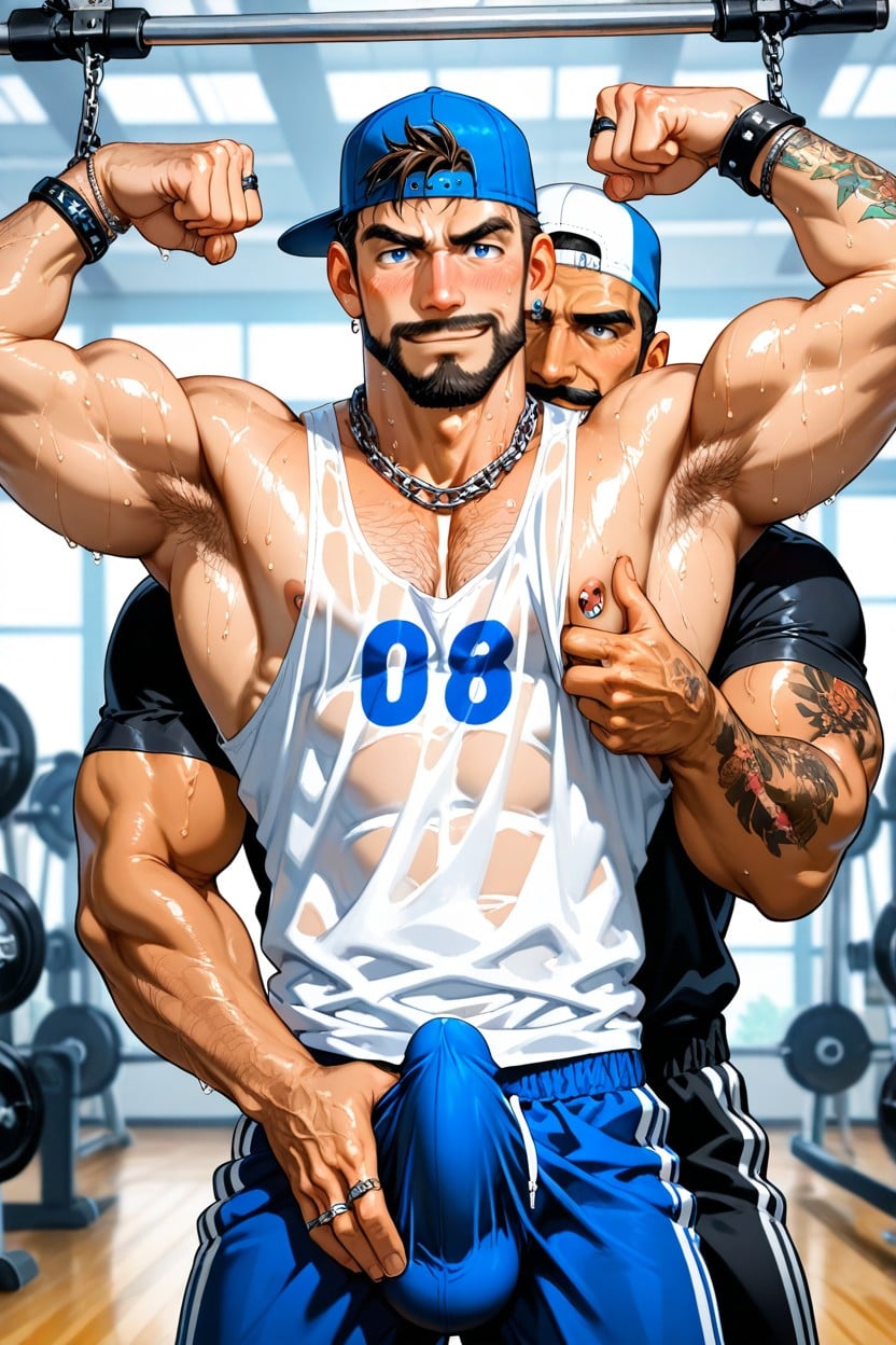 Gym, One Men Behind The Other, Sniffing His Neck AI Gay Porn