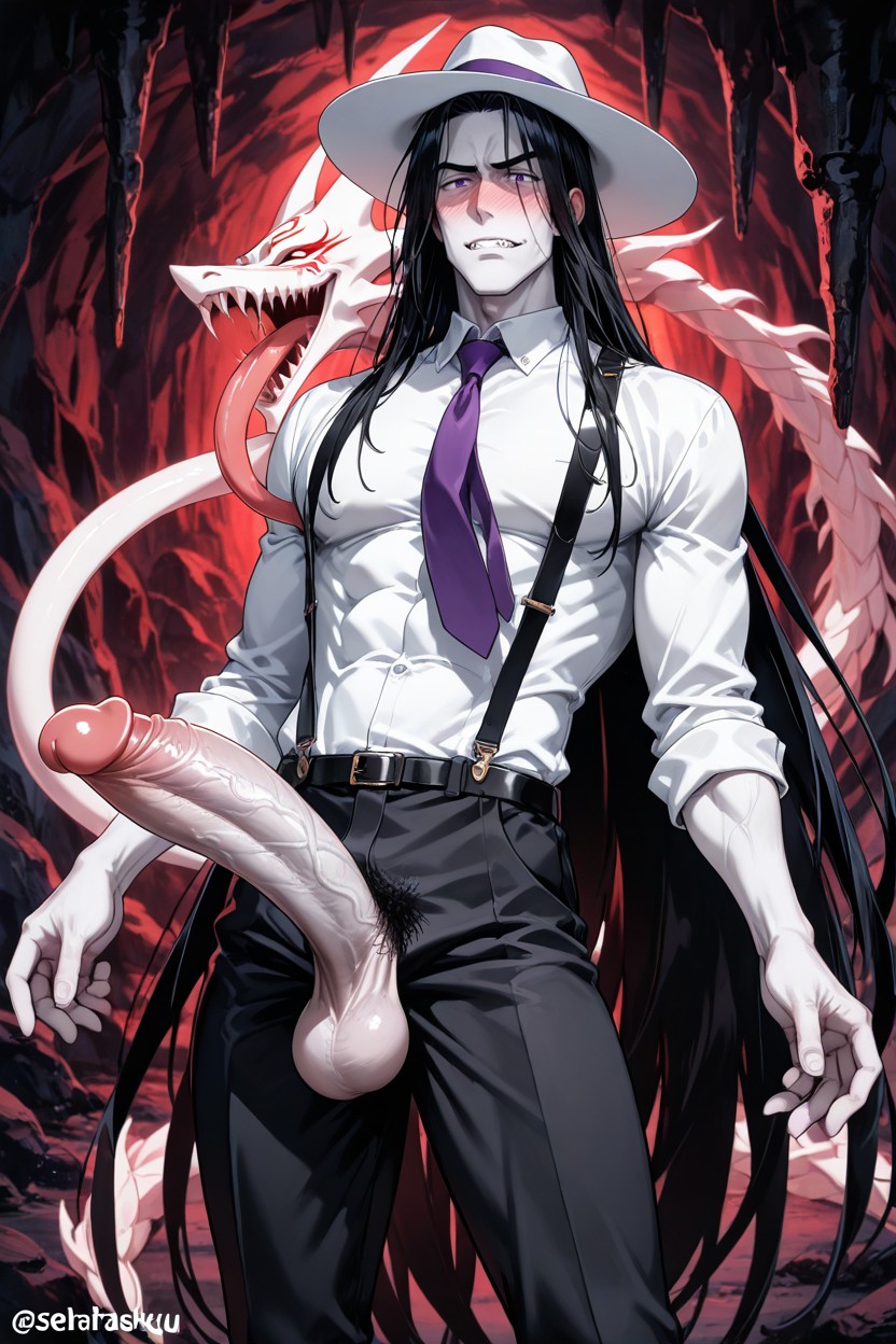 Very Pale Skin, Gigantic, Curved Penis AI Gay Porn