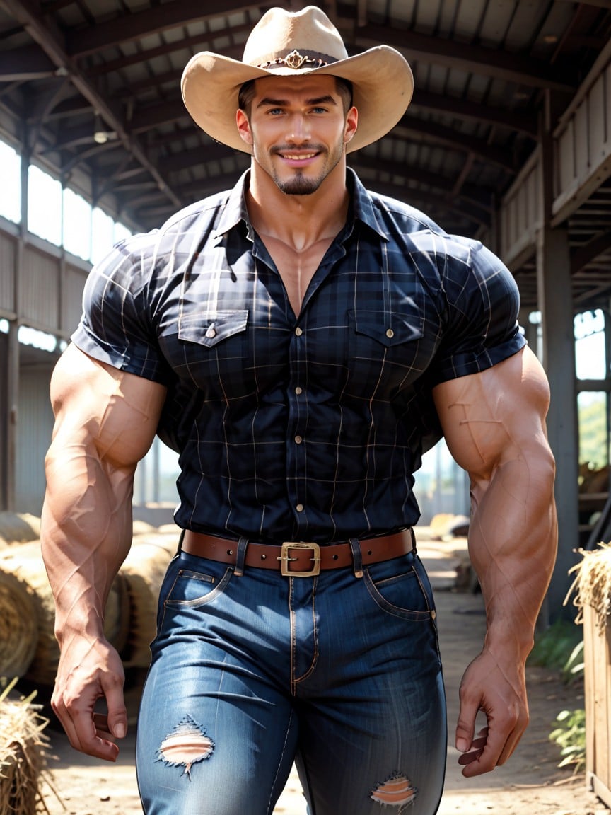 Big Smile, Well Defined Pectoral Muscles, Ranch AI Gay Porn