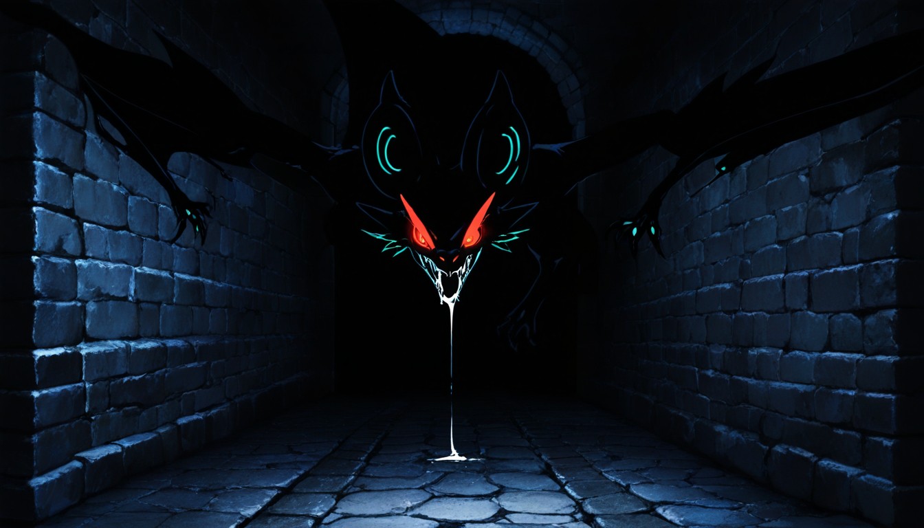 High Contrast, Noivern's Eyes Glowing Bright Red, Low Light AI Gay Porn