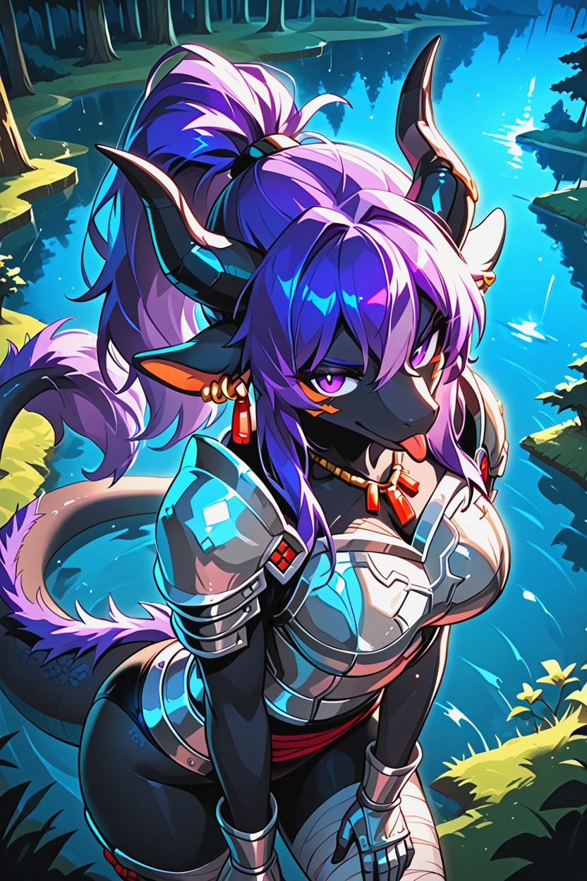 Gloves, Big Ears, Ponytail Furry AI Porn
