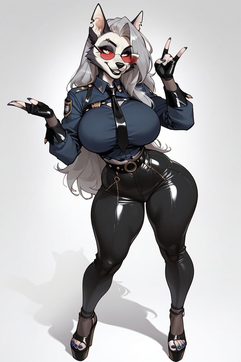 Bimbo, Front View, Black Lips Furry AI Porn