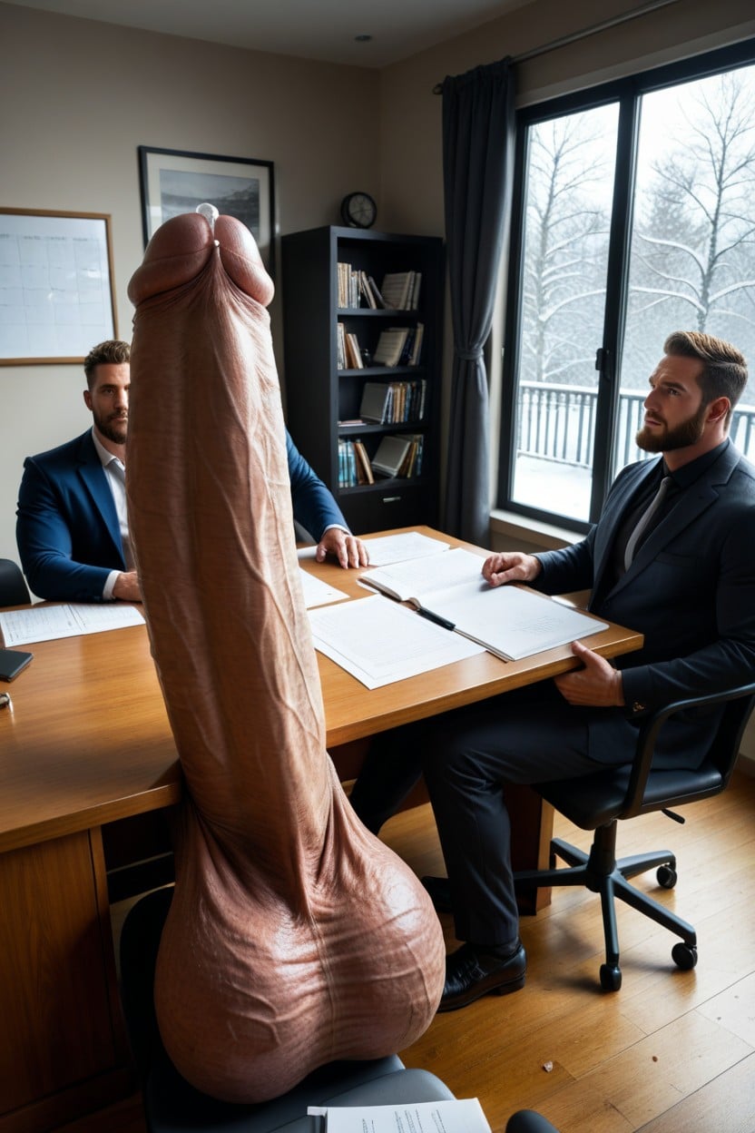 Thong, Large, Seated Men Are Staring At Cock AI Gay Porn
