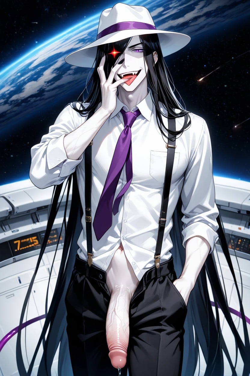 Suspenders, Skinny, Purple Tie AI Gay Porn