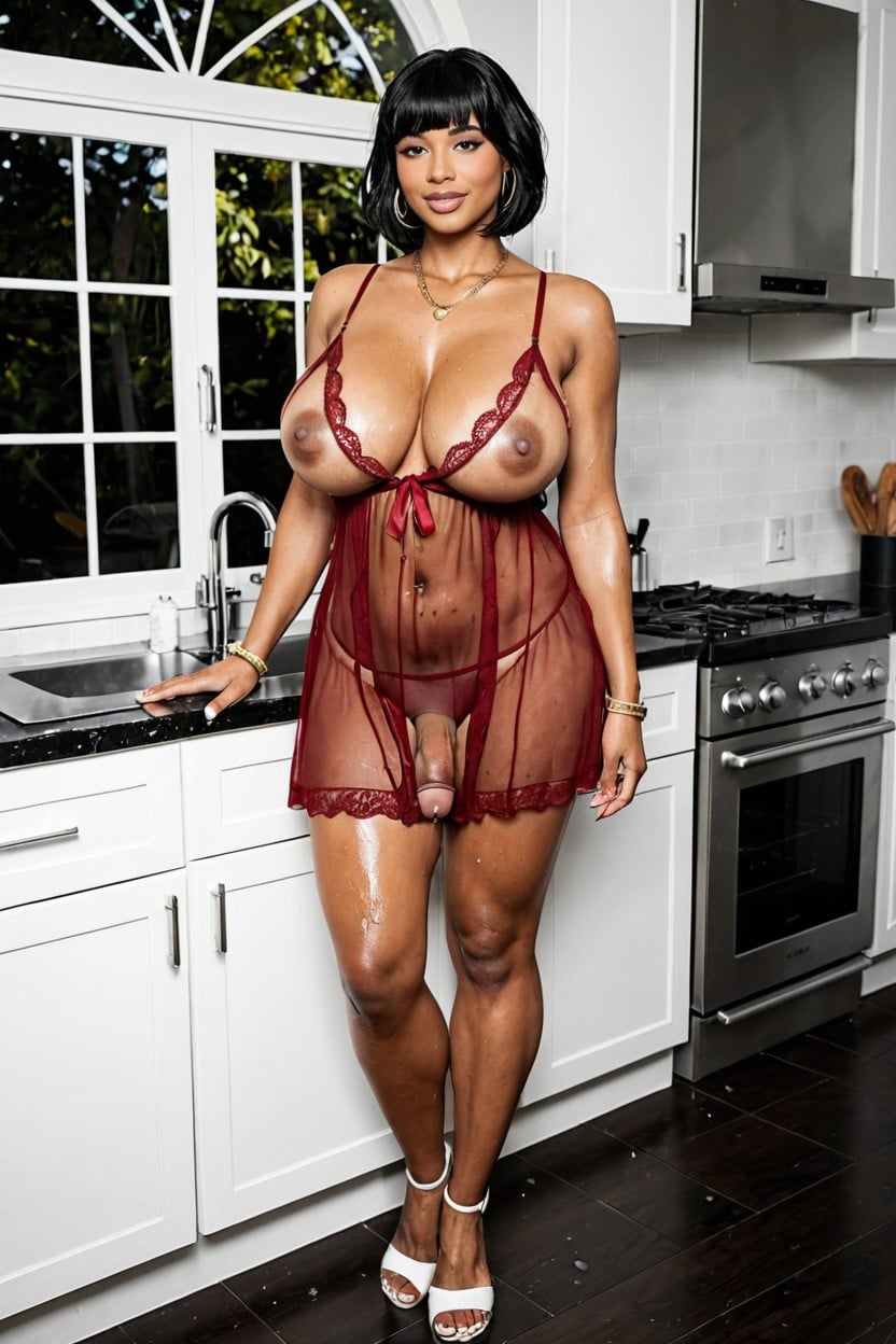 1 Personne, Tight Nightgown, Futanari Porno IA transsexuelle