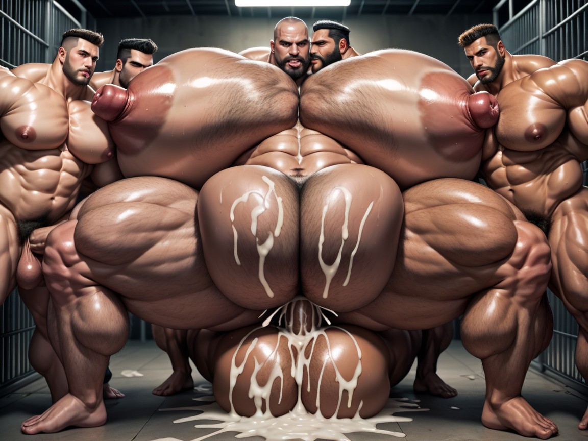Sweaty, Huge Hyper Boobs Everywhere, Cum Everywhere On Bodies AI Porn