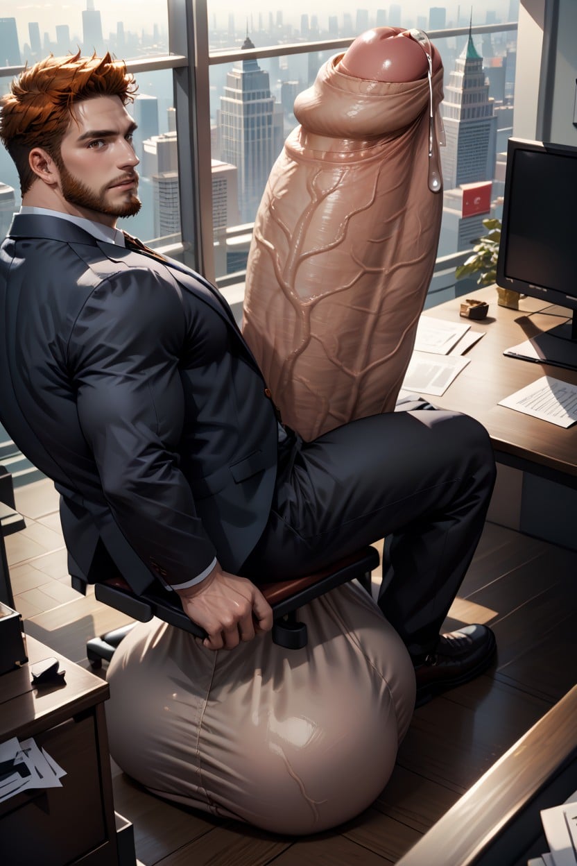 Handsome + Ginger Teacher With Curly Red Hair, Perfect Oversized Thick And Extra Long Hyper Dick, Men With Giant Hyper Bulge AI Gay Porn