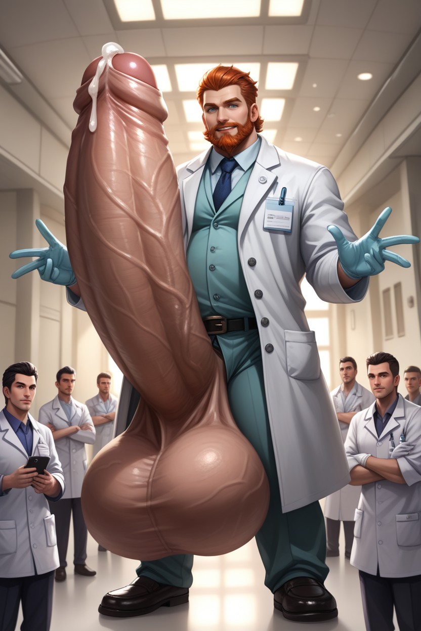 Penis Longer And Thicker Than Body, Crowded Hospital Room, Top Down Side View AI Gay Porn
