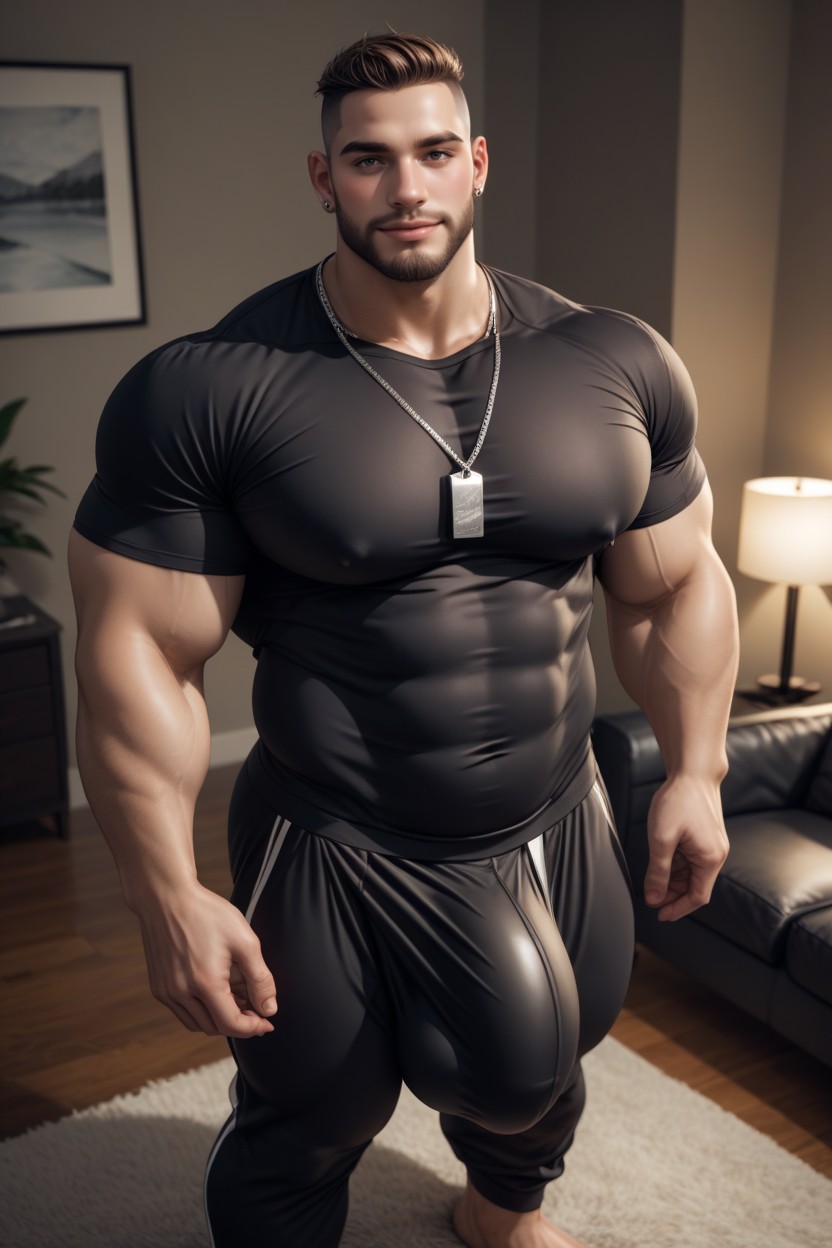 Top Down, Round Pillowy Pecs, Bare Feet AI Gay Porn