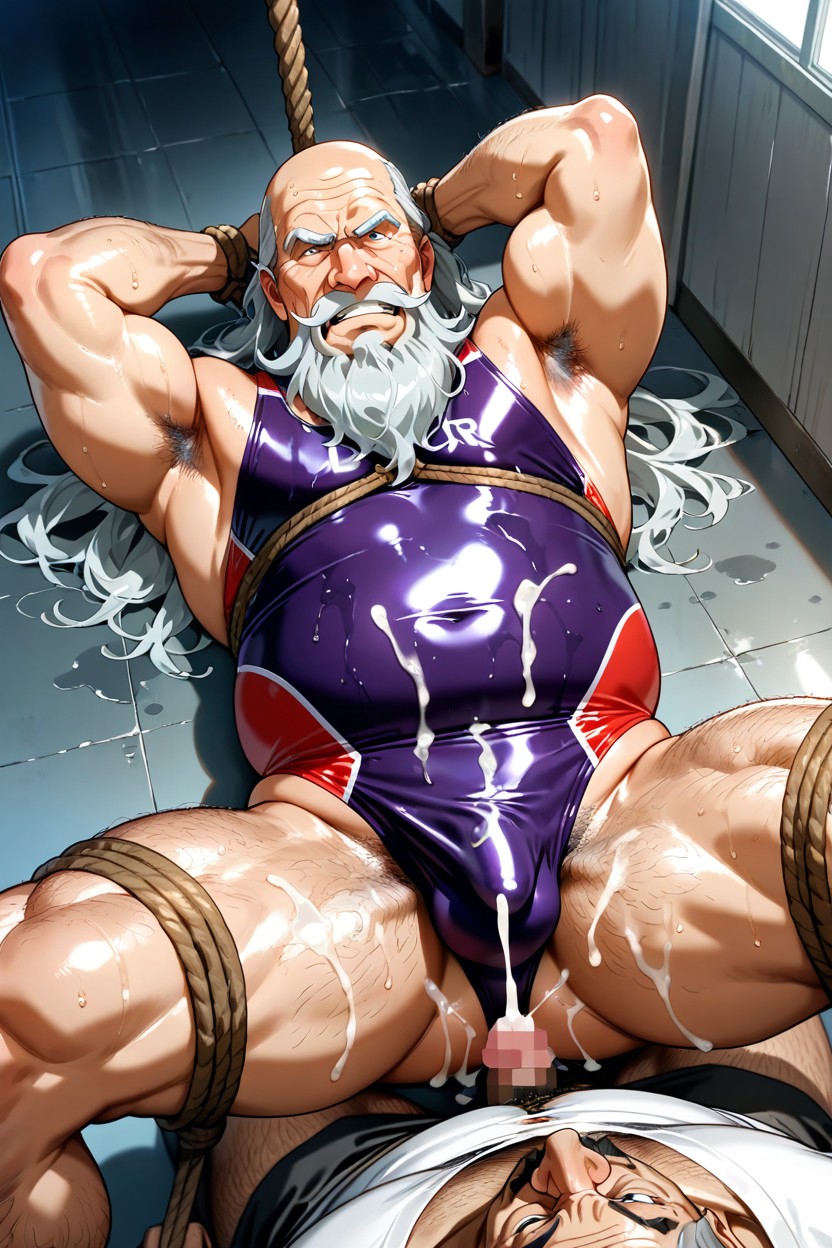 Solo, Body Suit, Gray Baldhair Oldman AI Gay Porn