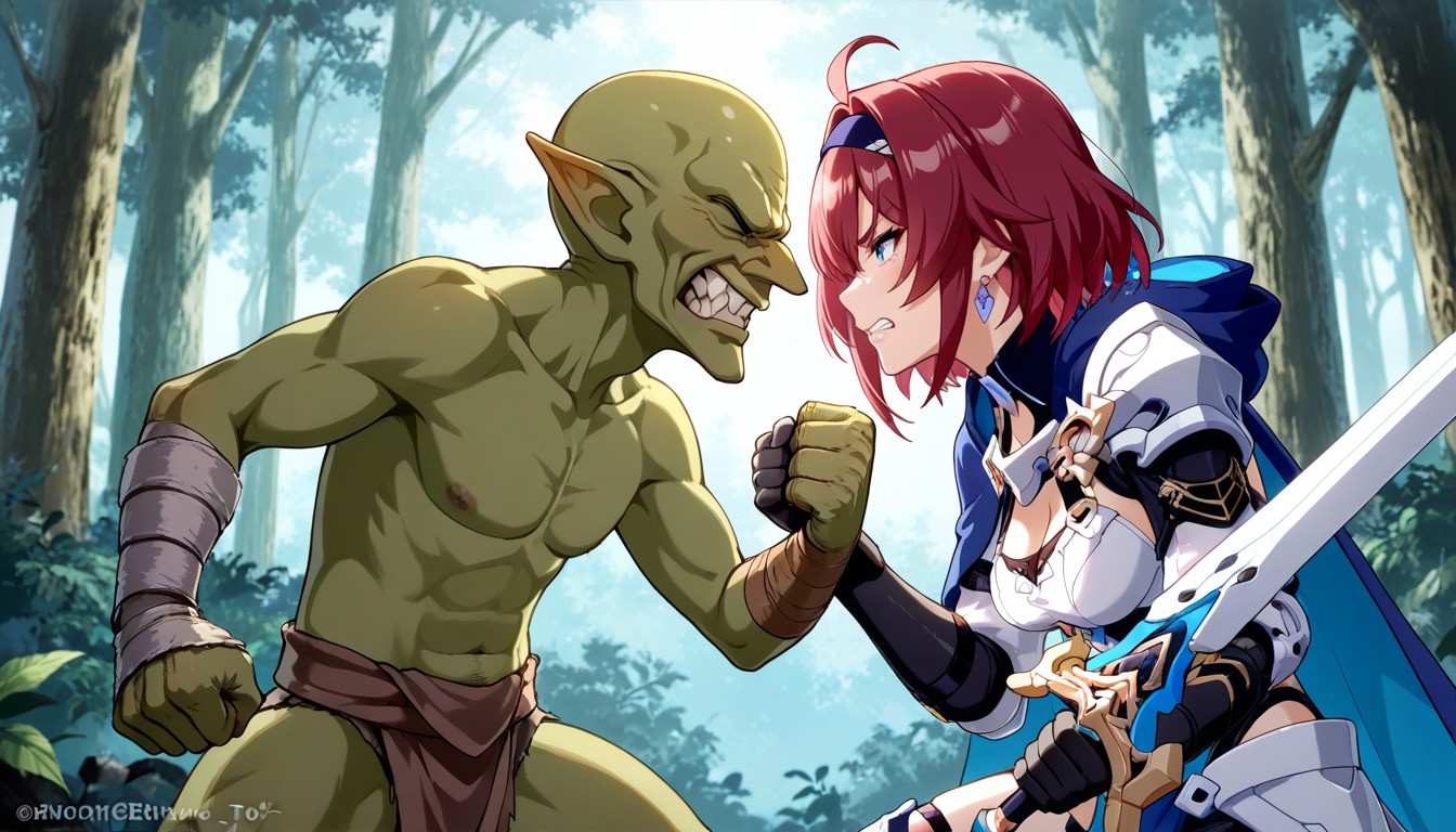 Brown Cloth, Hold Sword And Shield, Taller Female Hentai AI Porn