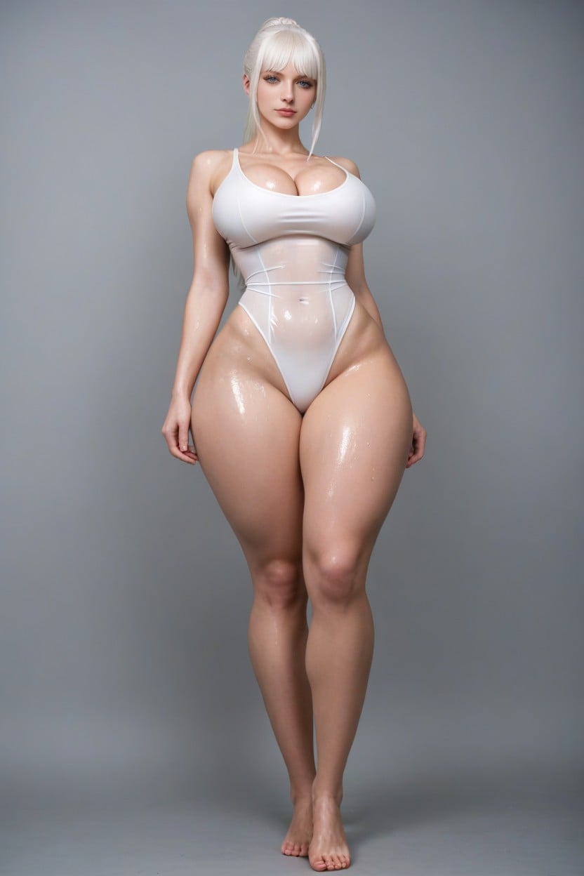 Toned Legs, Beautiful Albino Skin, Cleavage AI Porn