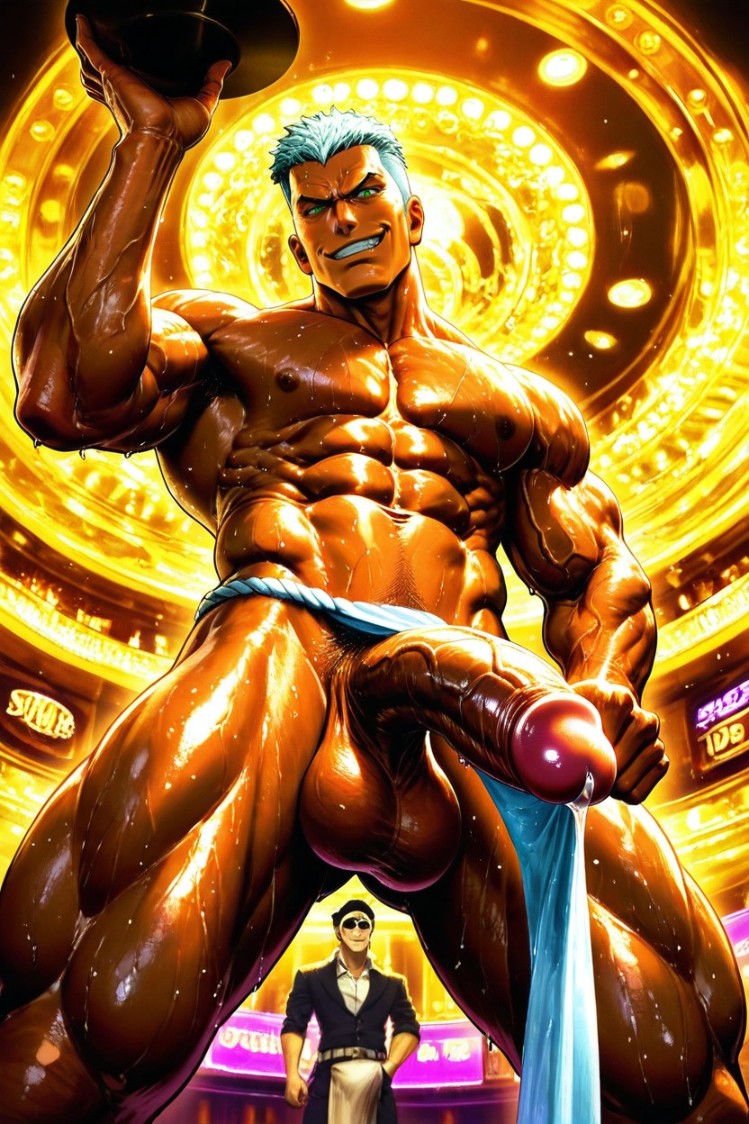 Upward-curved Erect Penis, Smirk, Evil AI Gay Porn