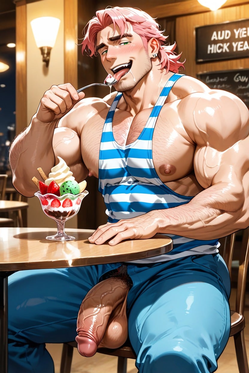 Muscle Body, Holding Spoon, Licking Spoon AI Gay Porn