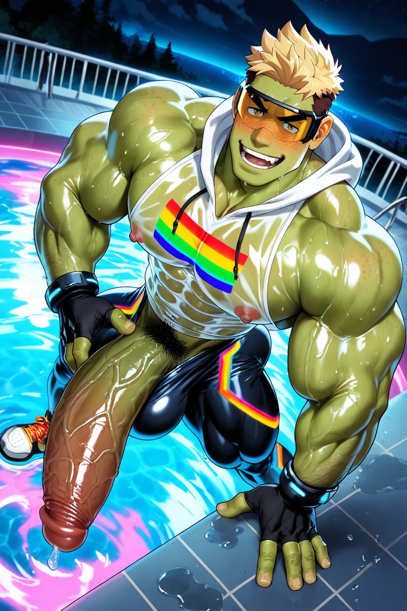 Heavy Huge Thighs, Long Pubic Hair, No Tits AI Gay Porn