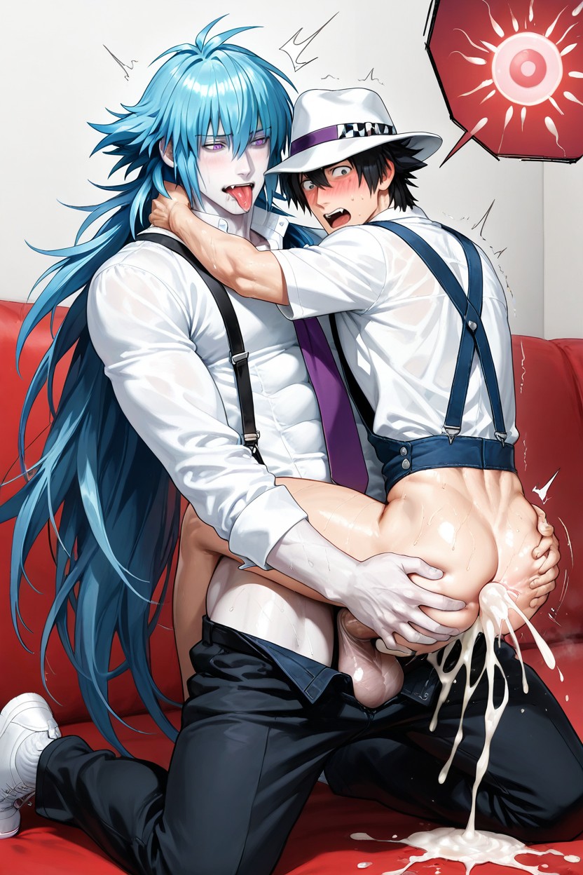 Fix Resolution, Blushing, White Shirt With Black Straps AI Gay Porn