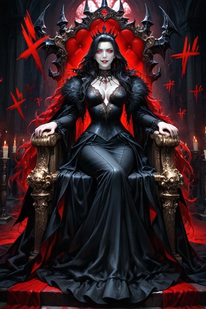 Ultra-detailed, Seated On An Ornate Gothic Throne, Delgada Hentai IA