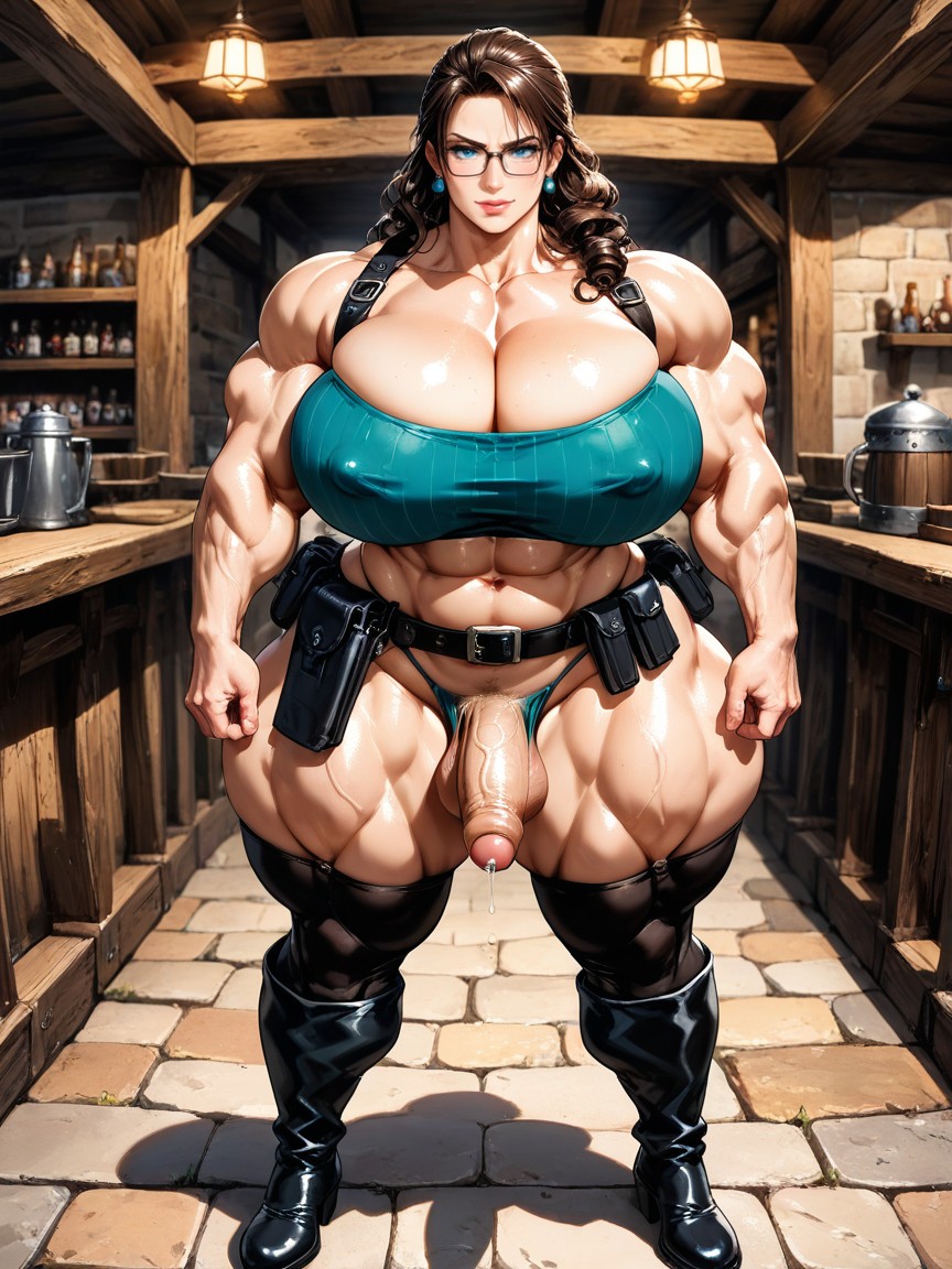 Thick Thighs, Army Green G-string, Wide Hips AI Gay Porn