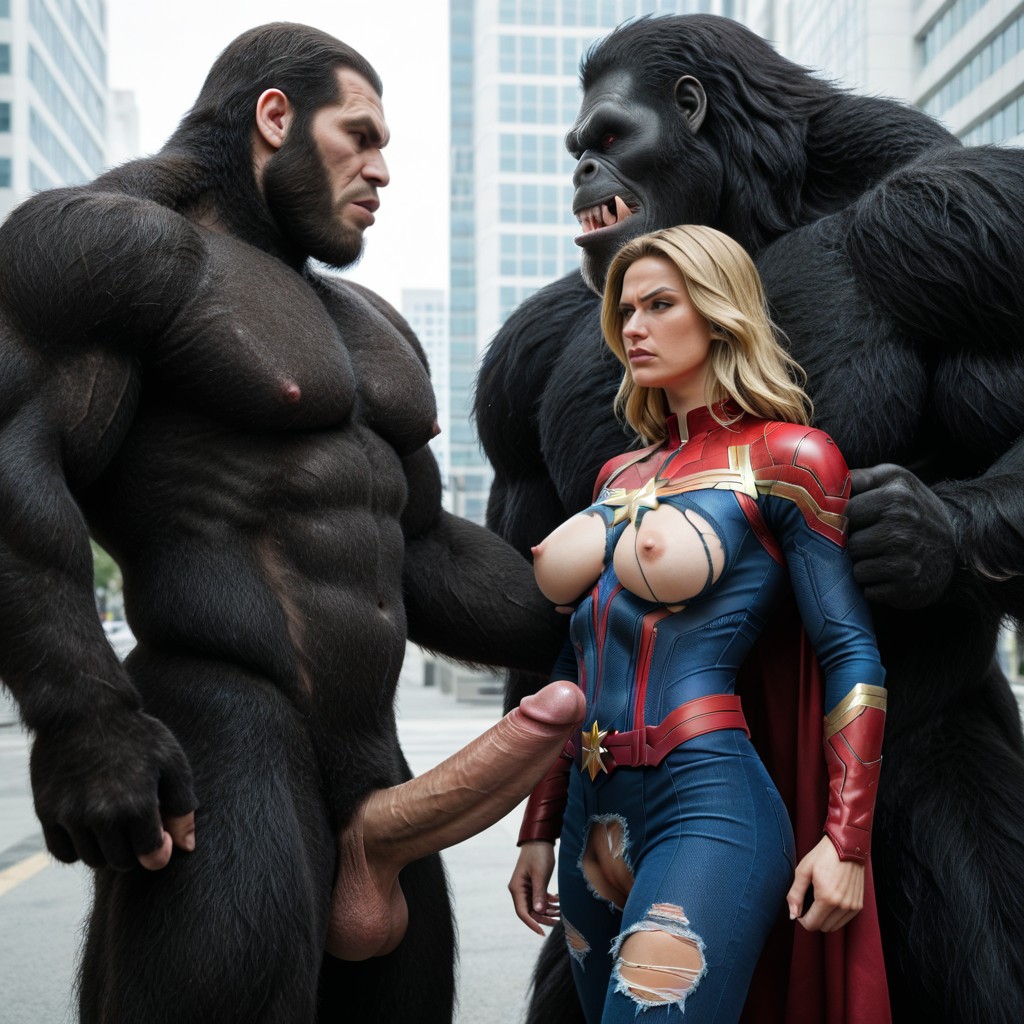 Fighting Stance, Captain Marvel, Side View AI Porn