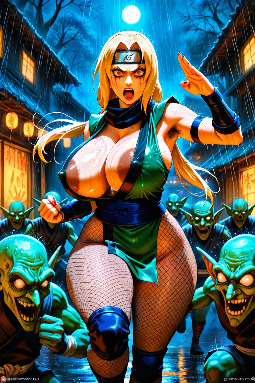 Excessive Hyper Areolas, Sweaty, Goblins Eyes Glowing Red AI Porn