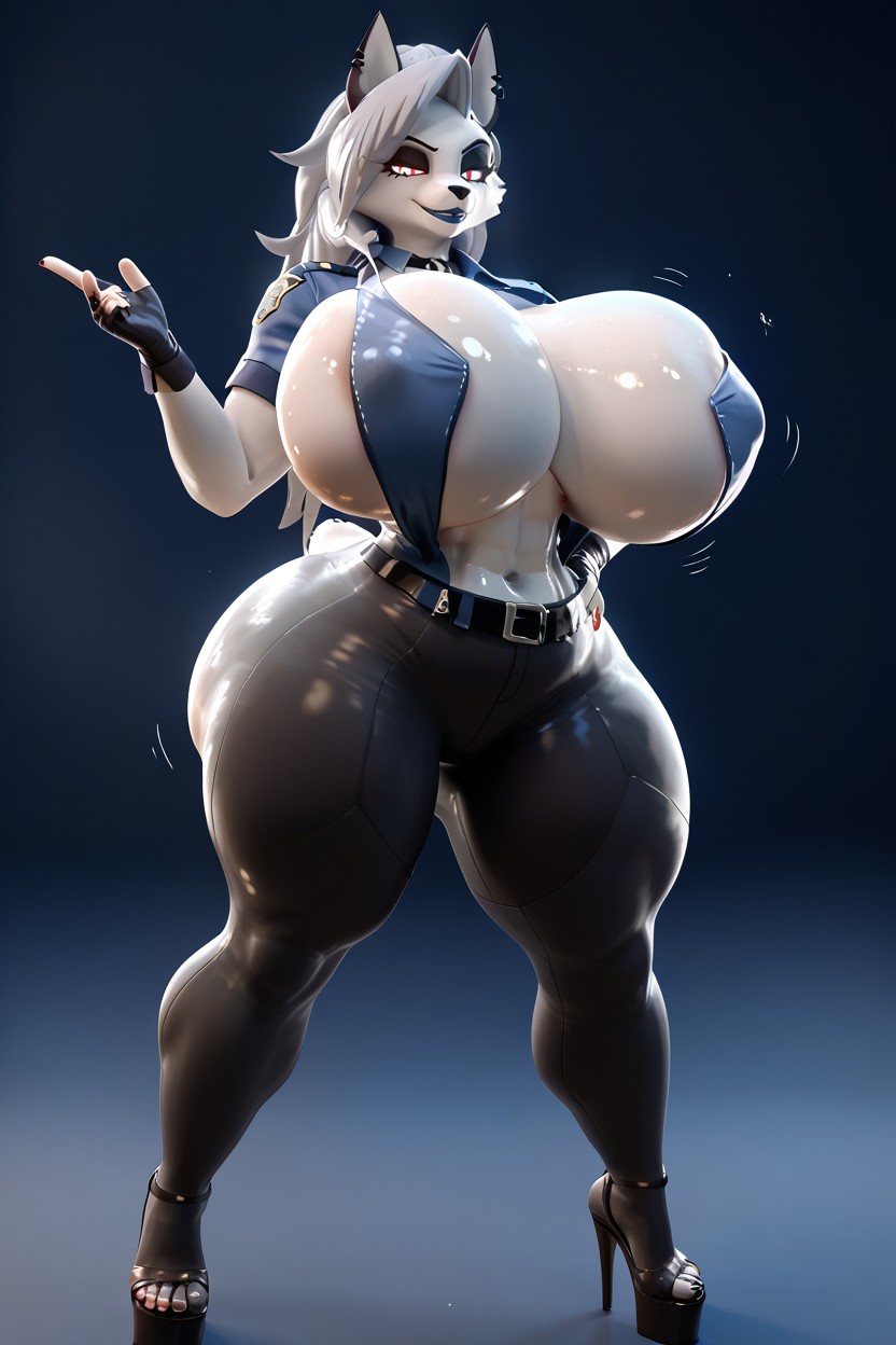Dark Eyeshadows, Topdown View, Colossal Breast Furry AI Porn