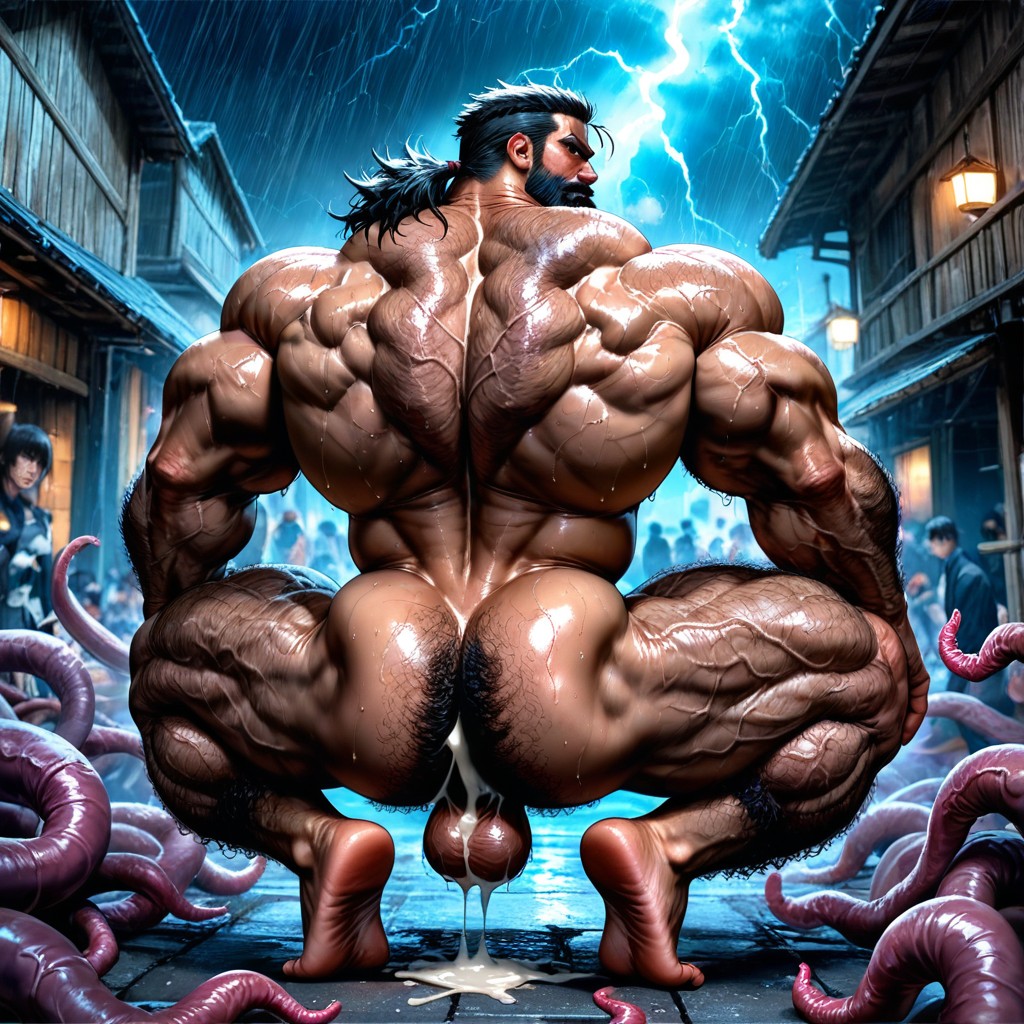 Veiny Cock, Many People Around, Dark Tanned Skin AI Gay Porn
