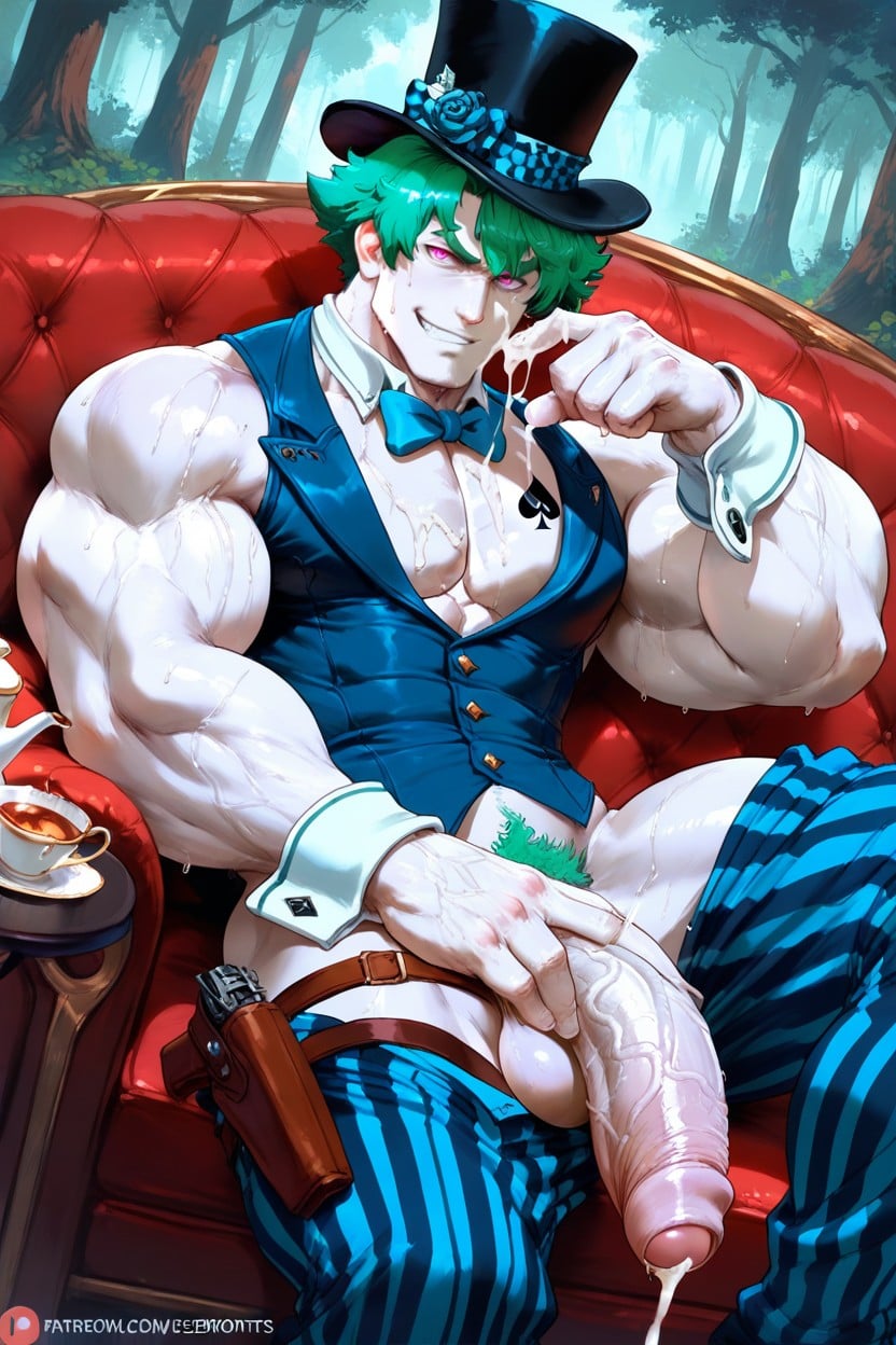 Cuff, Light Green Eyebrow, Huge Cocks AI Gay Porn