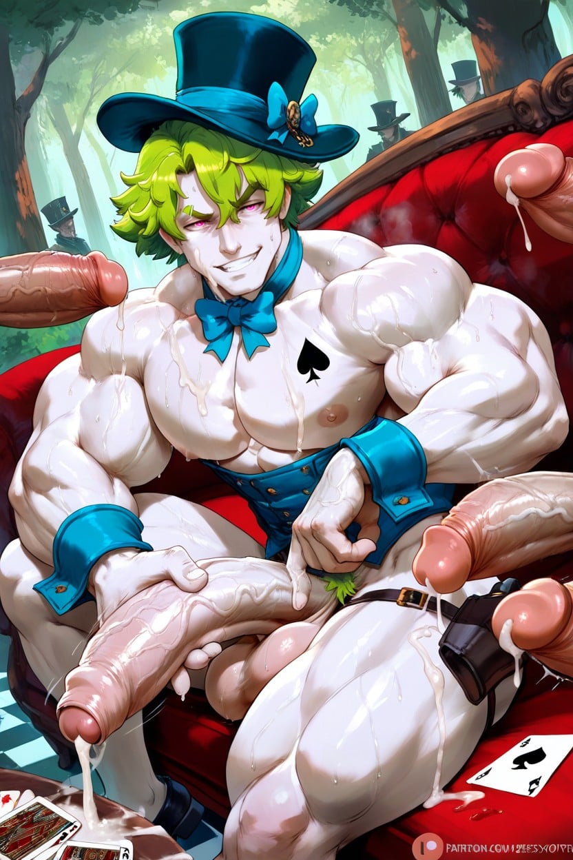 Veiny Body, Sweating Underarms, Bleu Top Hat Porno gay IA