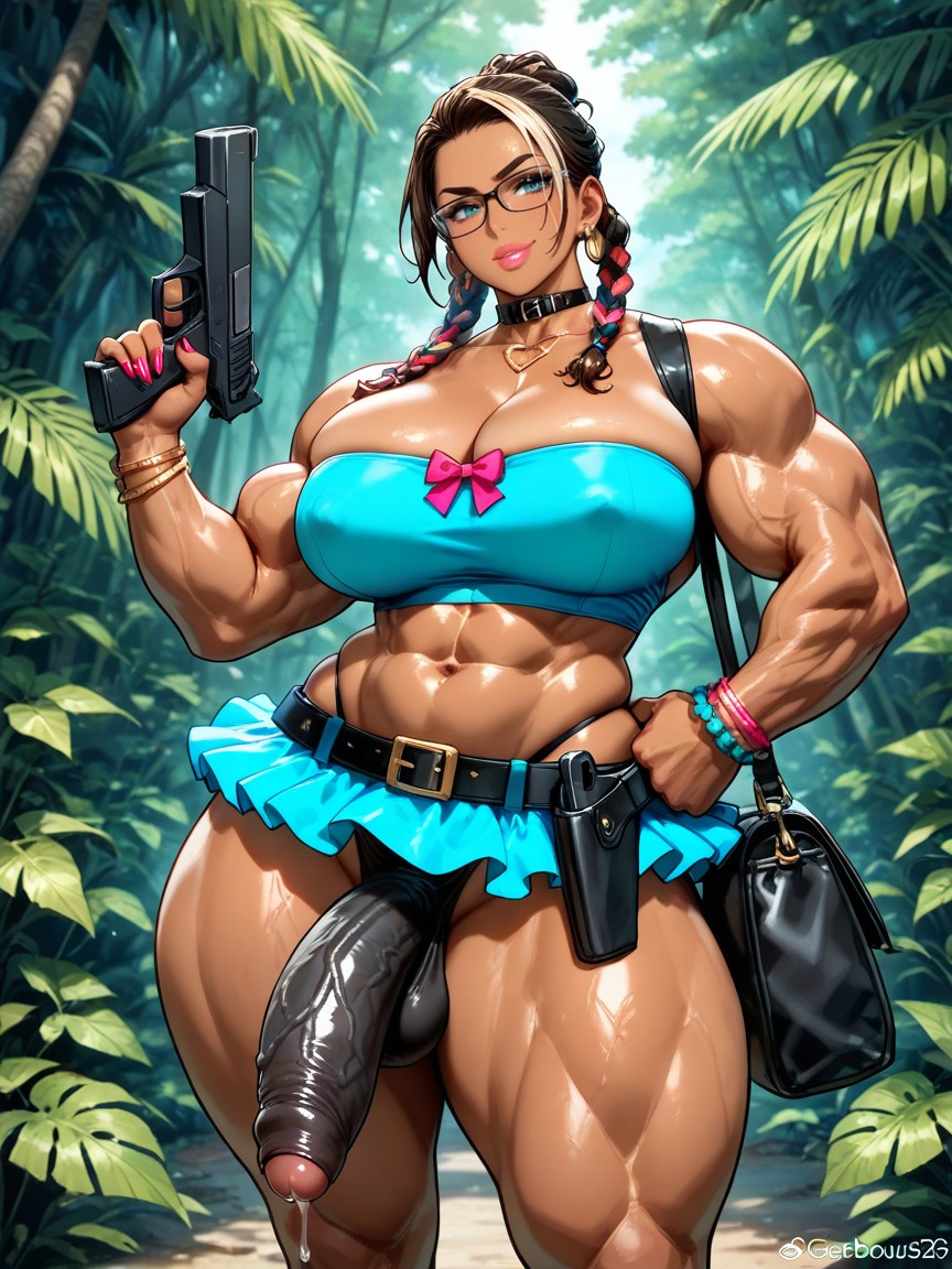 Amazon Body, Extremely Large Ass, In The Jungle AI Gay Porn