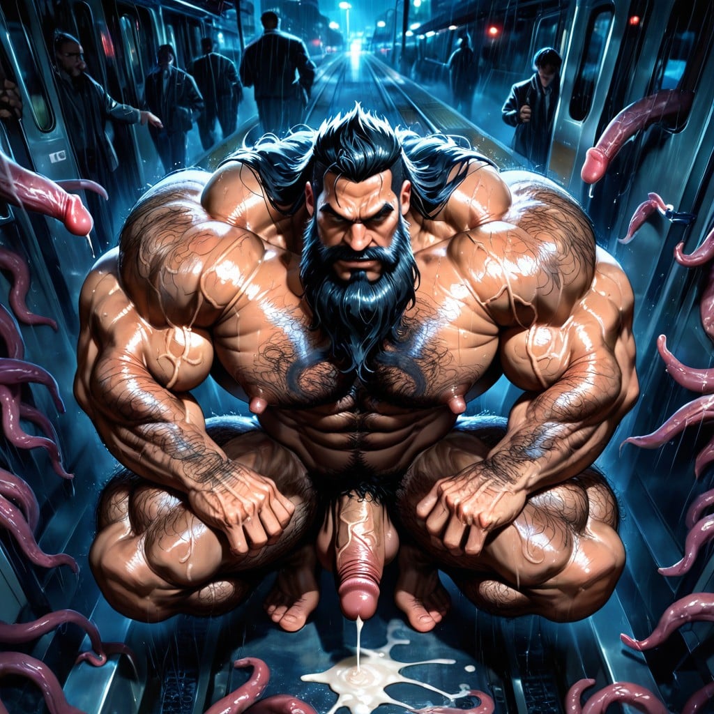Excessive Hyper Hairy, Hyper Balls, Huge Hairy Pecs AI Gay Porn